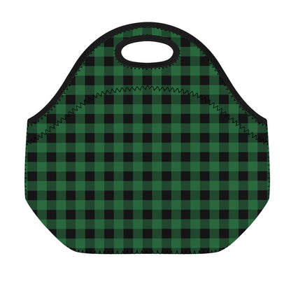 Green And Black Buffalo Check Print Neoprene Lunch Bag