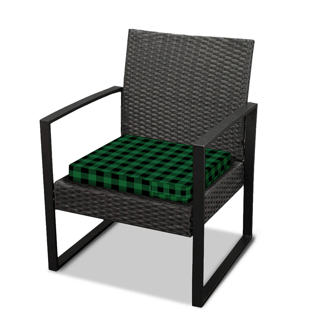 Green And Black Buffalo Check Print Outdoor Seat Cushion Cover