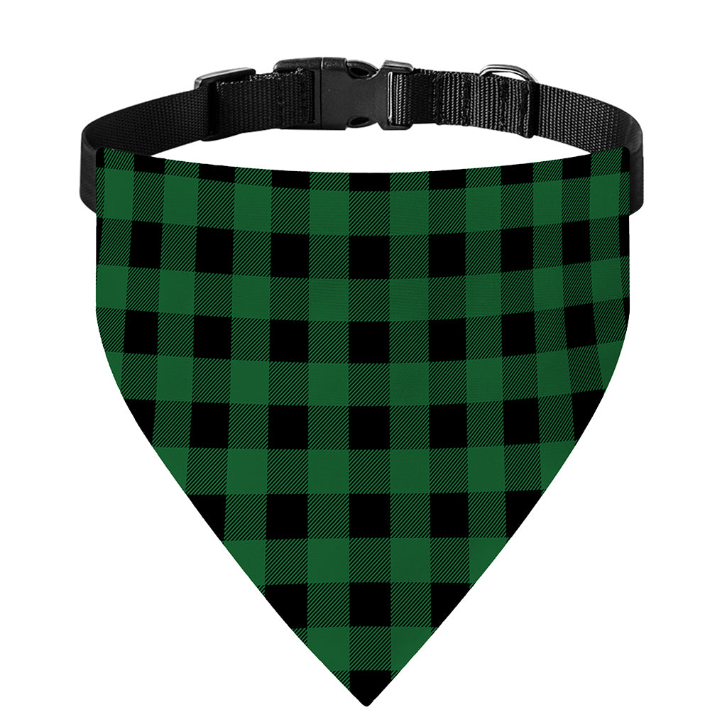 Green And Black Buffalo Check Print Over The Collar Dog Bandana