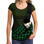 Green And Black Buffalo Check Print Pet Sling Carrier
