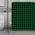 Green And Black Buffalo Check Print Polyester Shower Curtain