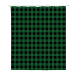 Green And Black Buffalo Check Print Polyester Shower Curtain