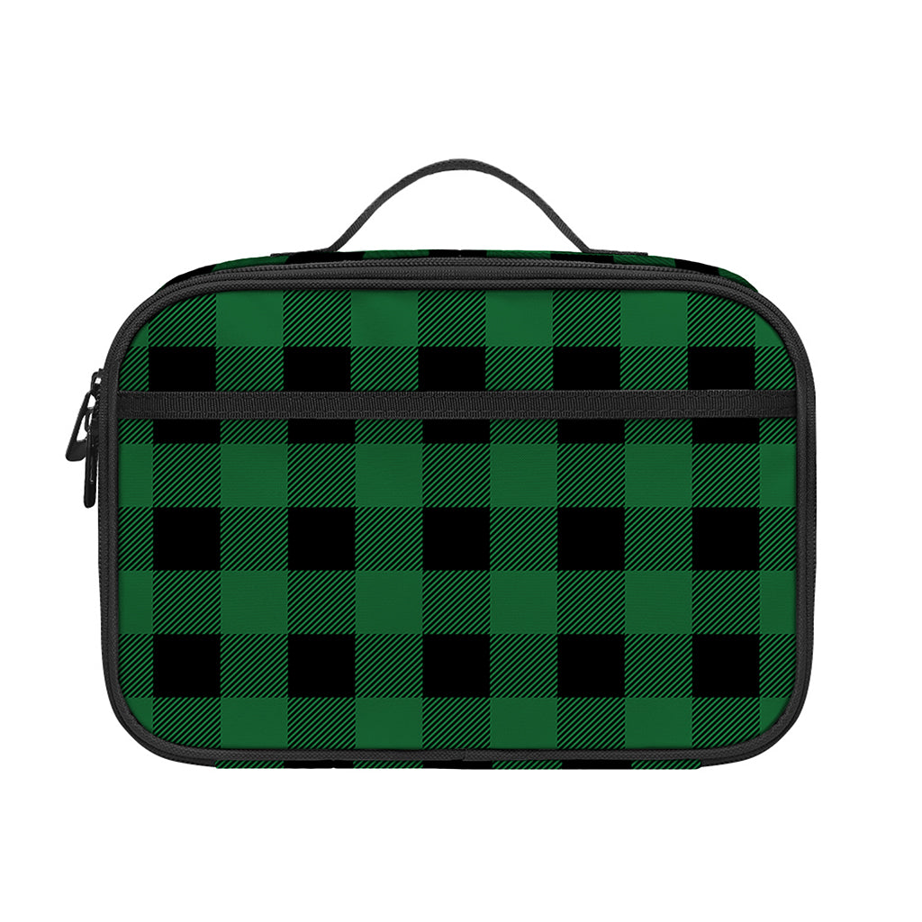 Green And Black Buffalo Check Print Portable Lunch Bag