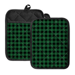 Green And Black Buffalo Check Print Pot Holders With Pocket