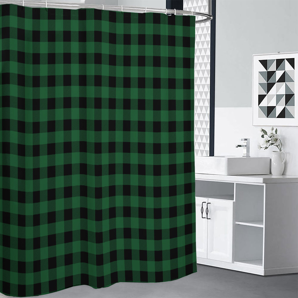 Green And Black Buffalo Check Print Premium Shower Curtain
