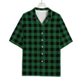 Green And Black Buffalo Check Print Rayon Hawaiian Shirt