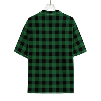 Green And Black Buffalo Check Print Rayon Hawaiian Shirt