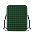 Green And Black Buffalo Check Print Rectangular Crossbody Bag