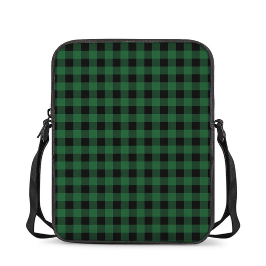 Green And Black Buffalo Check Print Rectangular Crossbody Bag