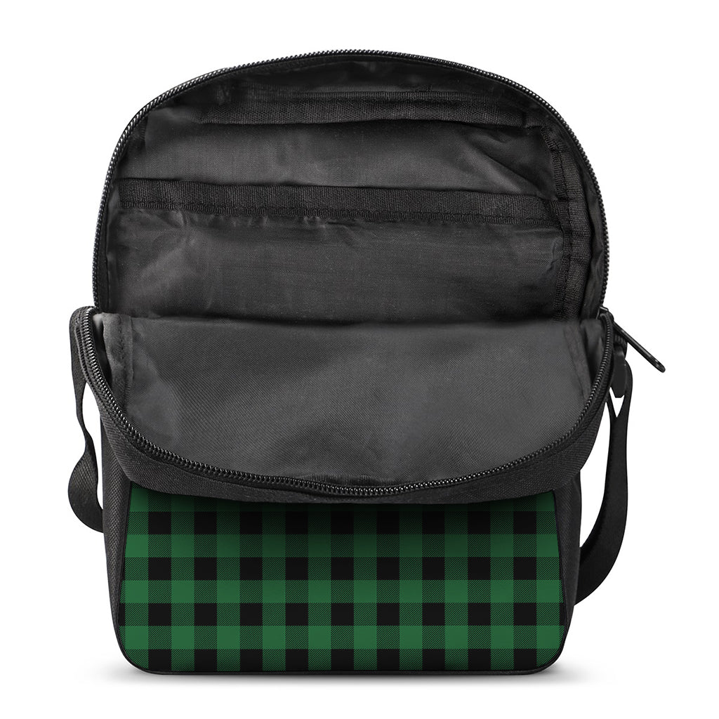 Green And Black Buffalo Check Print Rectangular Crossbody Bag