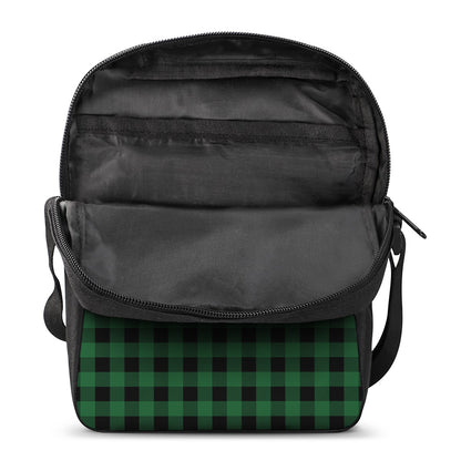 Green And Black Buffalo Check Print Rectangular Crossbody Bag