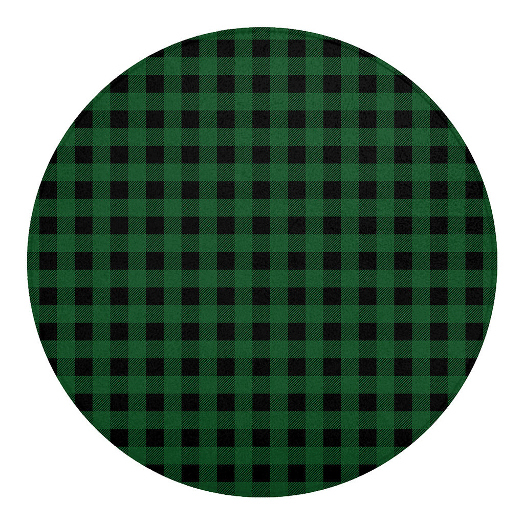 Green And Black Buffalo Check Print Round Blanket