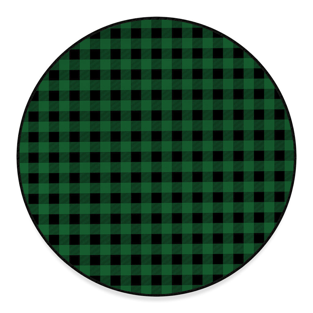 Green And Black Buffalo Check Print Round Floor Mat