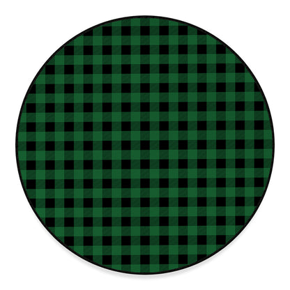 Green And Black Buffalo Check Print Round Floor Mat