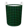 Green And Black Buffalo Check Print Round Laundry Basket