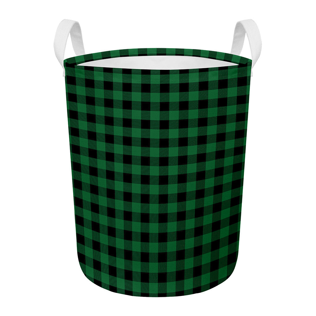 Green And Black Buffalo Check Print Round Laundry Basket