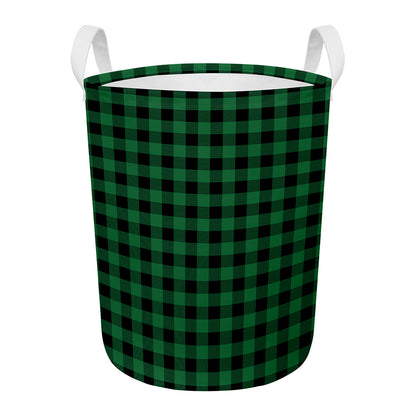 Green And Black Buffalo Check Print Round Laundry Basket