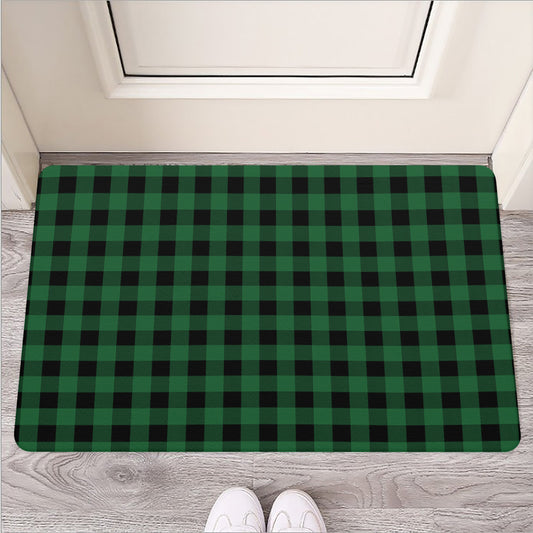 Green And Black Buffalo Check Print Rubber Doormat