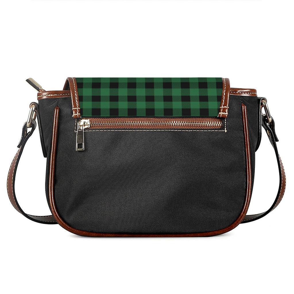Green And Black Buffalo Check Print Saddle Bag