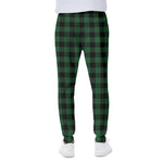 Green And Black Buffalo Check Print Scuba Joggers