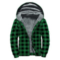 Green And Black Buffalo Check Print Sherpa Lined Zip Up Hoodie