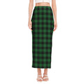 Green And Black Buffalo Check Print Side Slit Maxi Skirt