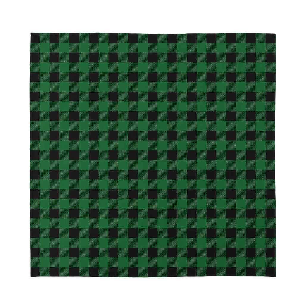 Green And Black Buffalo Check Print Silk Bandana