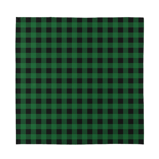Green And Black Buffalo Check Print Silk Bandana