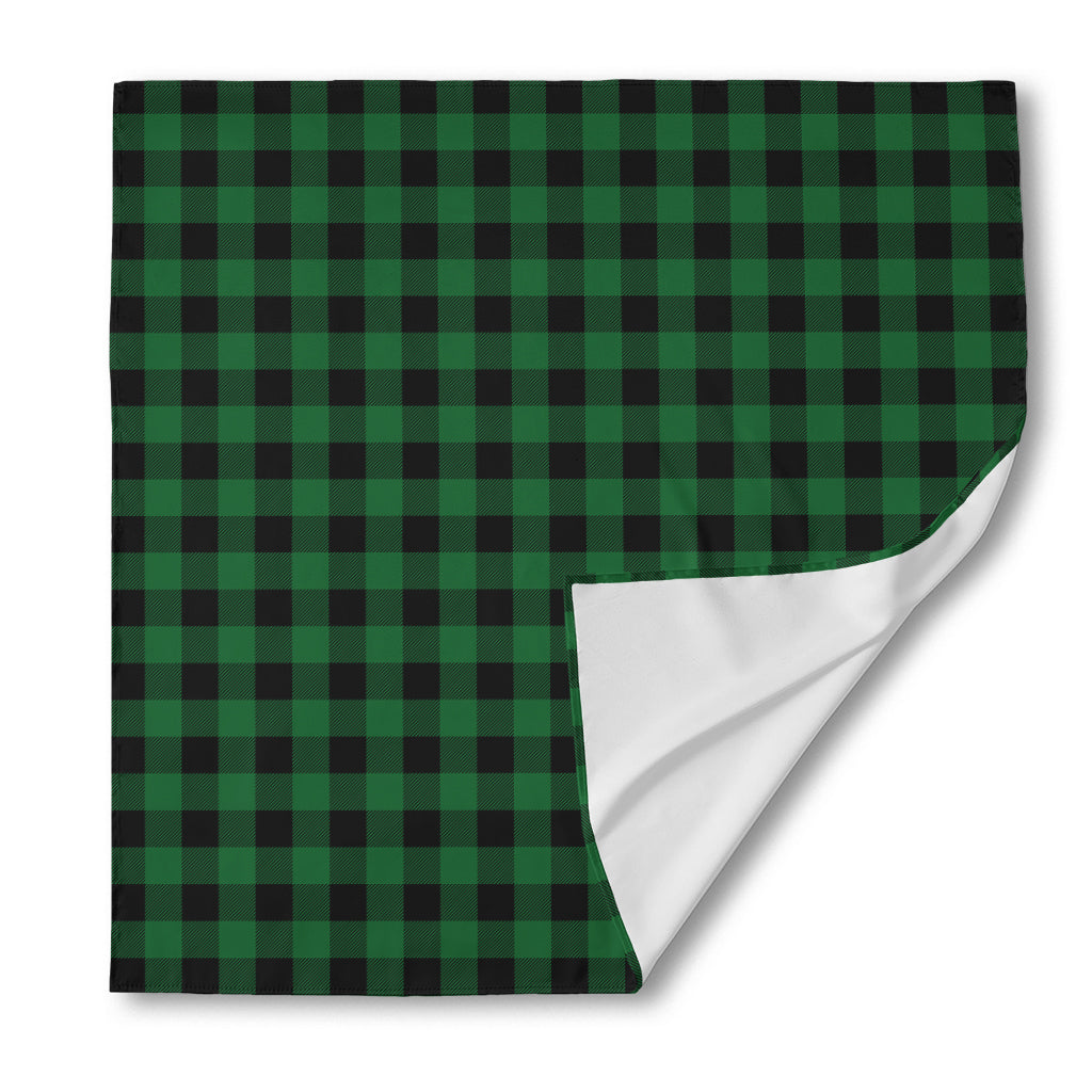 Green And Black Buffalo Check Print Silk Bandana
