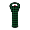 Green And Black Buffalo Check Print Single Neoprene Wine Tote