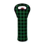 Green And Black Buffalo Check Print Single Neoprene Wine Tote