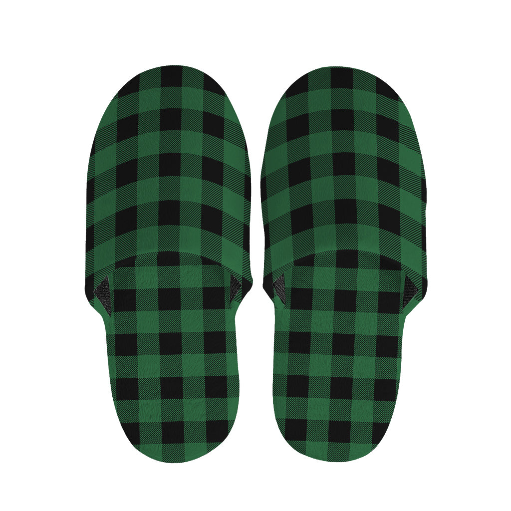 Green And Black Buffalo Check Print Slippers
