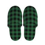 Green And Black Buffalo Check Print Slippers