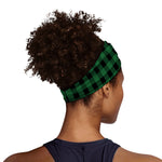 Green And Black Buffalo Check Print Sports Headband