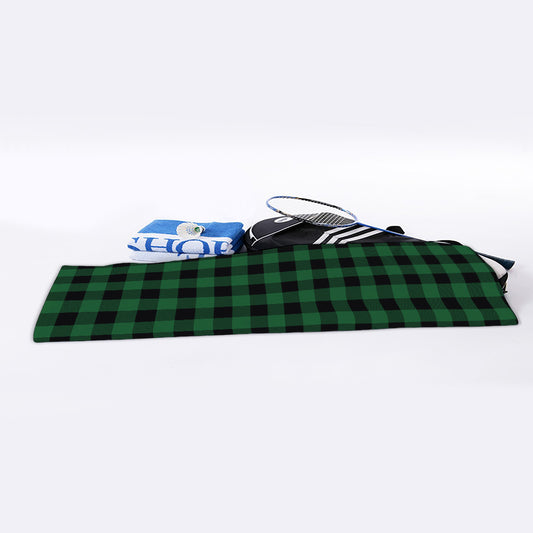 Green And Black Buffalo Check Print Sports Towel