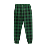 Green And Black Buffalo Check Print Sweatpants