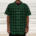 Green And Black Buffalo Check Print Textured Short Sleeve Shirt