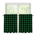 Green And Black Buffalo Check Print Tier Curtains