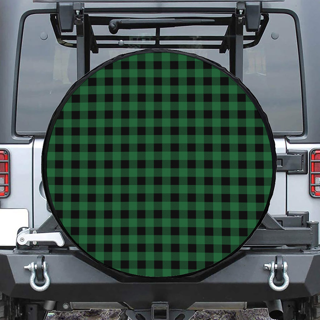 Green And Black Buffalo Check Print Tire Cover
