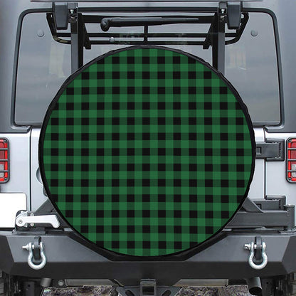 Green And Black Buffalo Check Print Tire Cover