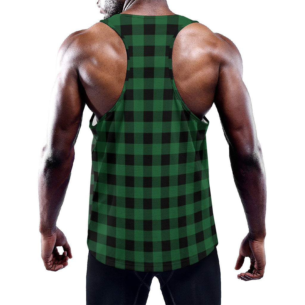 Green And Black Buffalo Check Print Training Tank Top