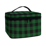 Green And Black Buffalo Check Print Travel Makeup Bag