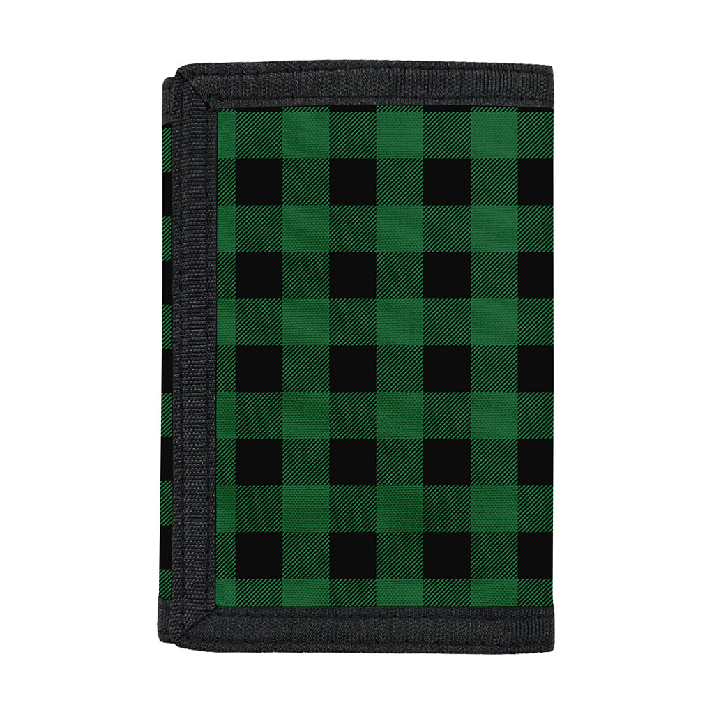 Green And Black Buffalo Check Print Trifold Wallet