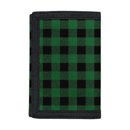 Green And Black Buffalo Check Print Trifold Wallet