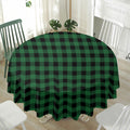 Green And Black Buffalo Check Print Waterproof Round Tablecloth