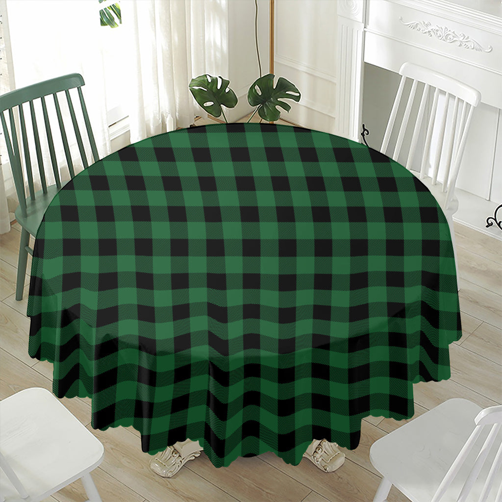 Green And Black Buffalo Check Print Waterproof Round Tablecloth