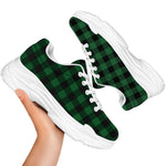 Green And Black Buffalo Check Print White Chunky Shoes