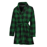 Green And Black Buffalo Check Print Women's Bathrobe