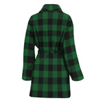 Green And Black Buffalo Check Print Women's Bathrobe