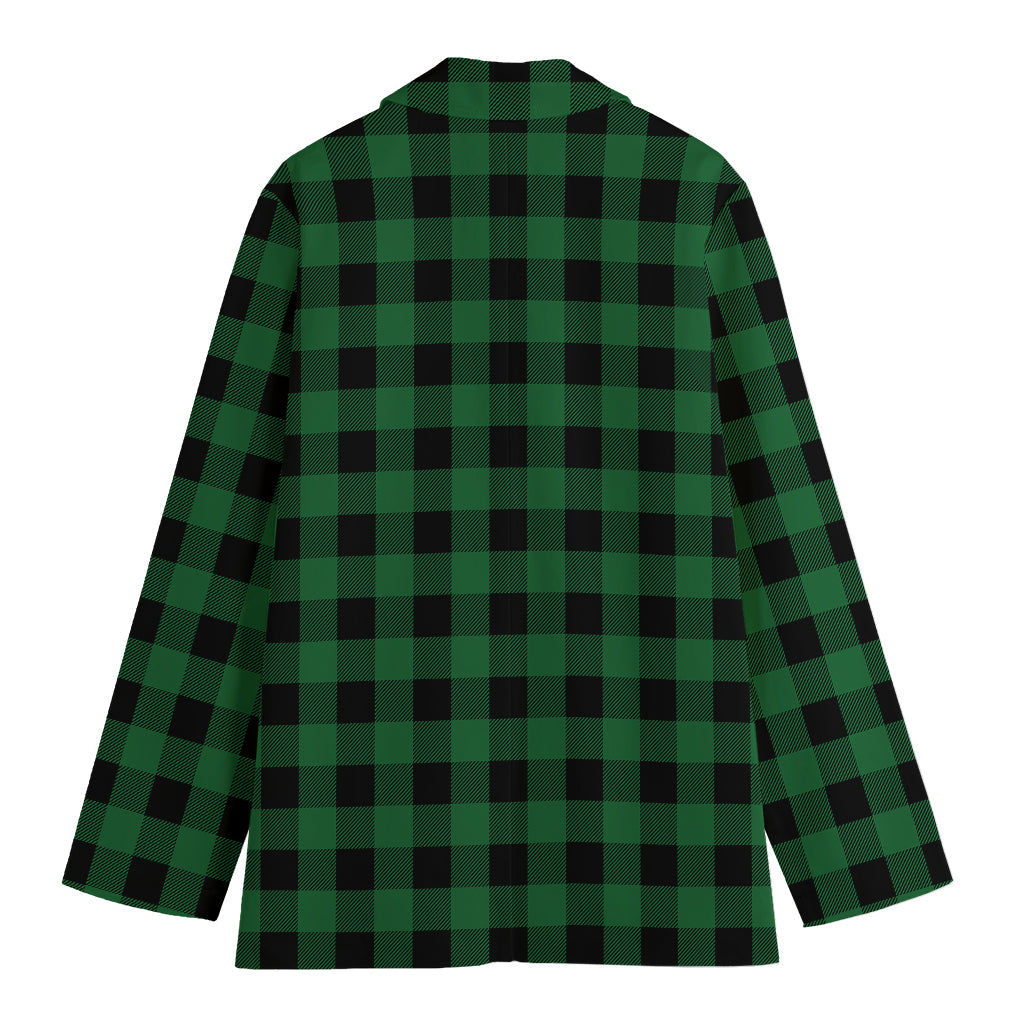 Green And Black Buffalo Check Print Women's Blazer